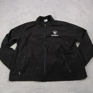 Topgolf Jacket Mens‎ Large Black Full Zip Softshell Fleece Golf Embroidered